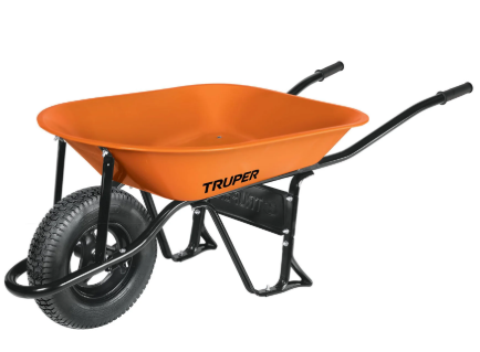 Carretilla 4.5ft3 mangos de hierro y goma reforzada truper